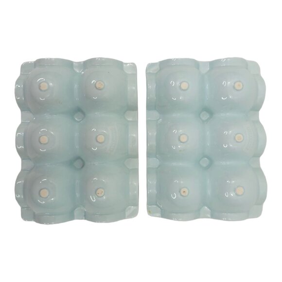 Fishs Eddy Light Baby Blue Ceramic 6 Well Vintage Egg Holders Trays 6.75" x 5" - Picture 3 of 10
